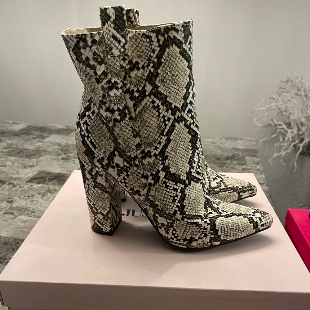 Snake print booties